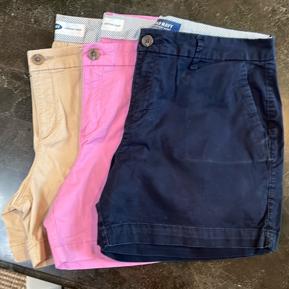 Old Navy shorts-3pair-tan, navy, & pink